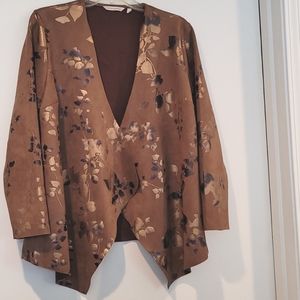 Soft Surroundings PL Faux suede open front jacket